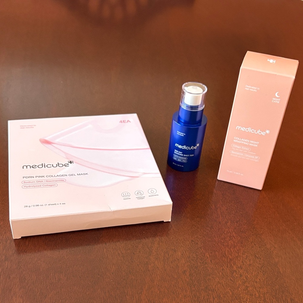 Medicube Collagen gel mask, night wrapping mask, and Exosome shot 7500